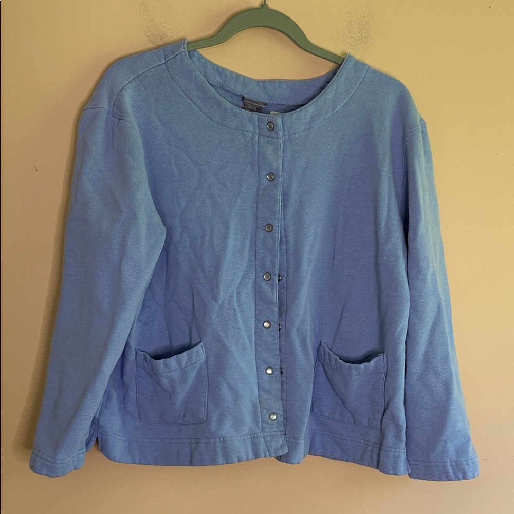 Laura Scott Light Blue Button-Front Cardigan